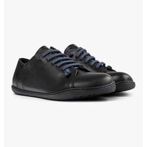 Camper Peu Cami Low Top Black Leather Lace Up Barefoot Style Wide Toe‎ Box EU 42